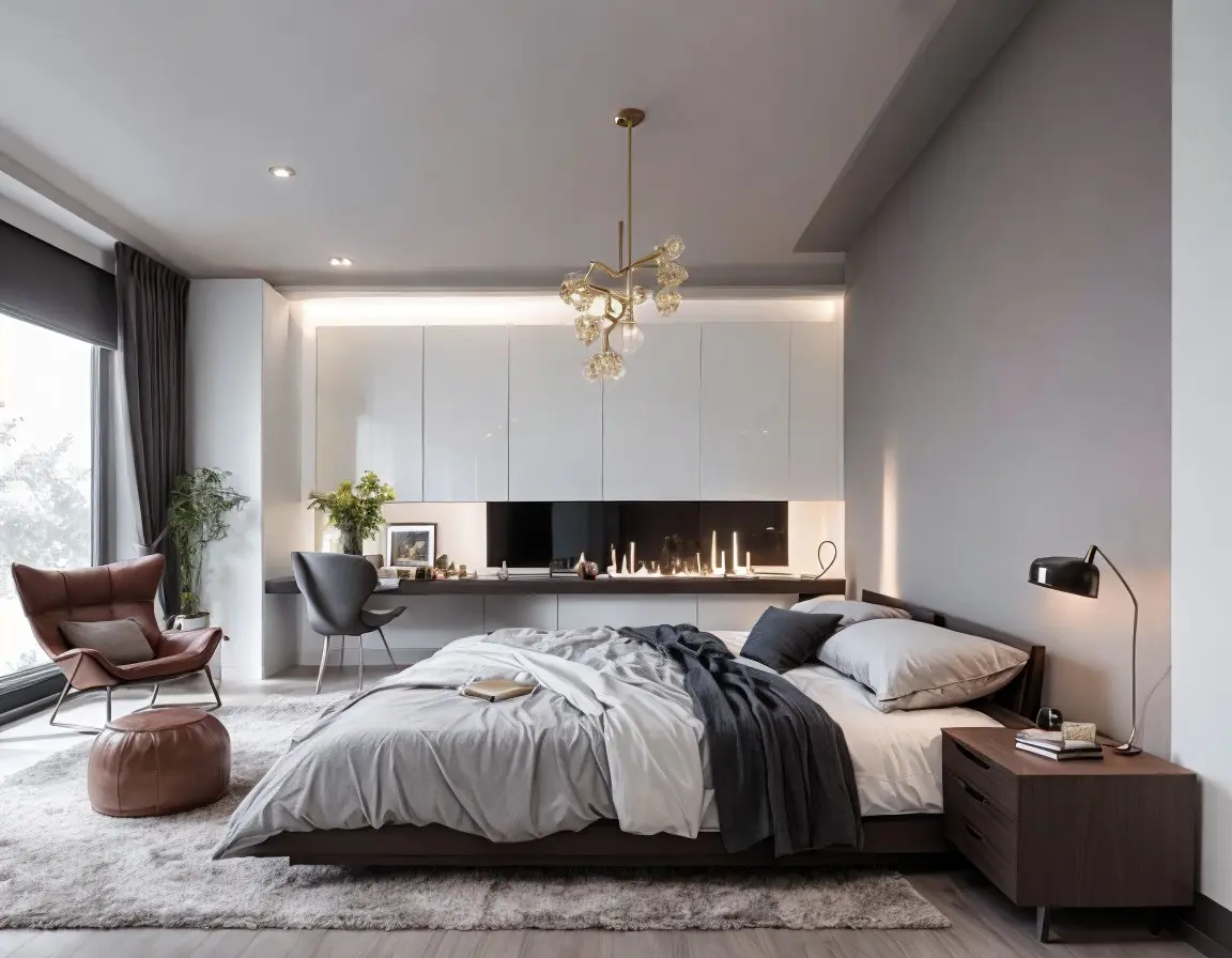 Luxuriöses Schlafzimmerdesign: Opulente Materialien und elegante Details für ein exquisites Schlafumfeld. 